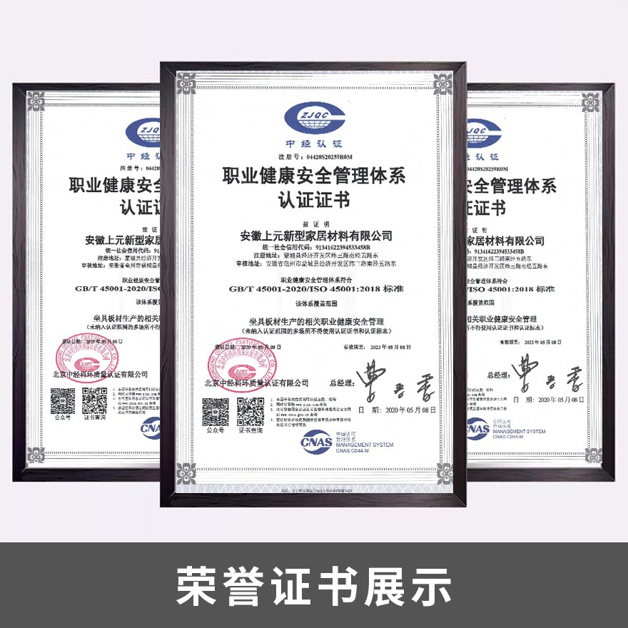 ISO45001职业健康安全管理体系认证证书